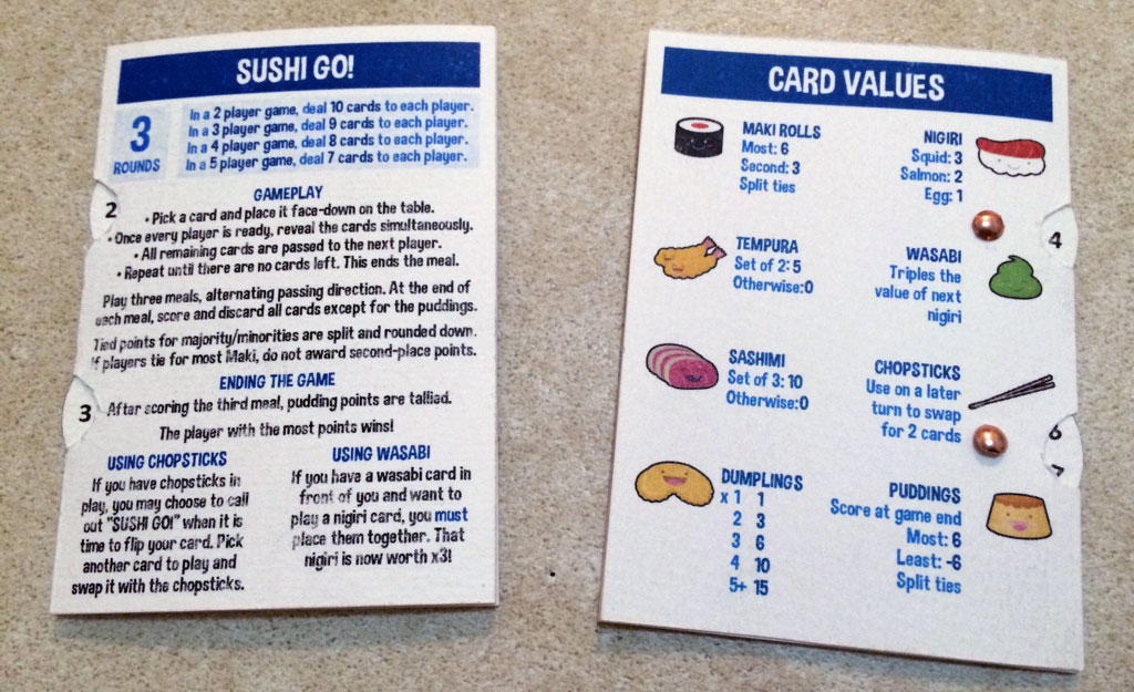 Sushi Go Score Cards