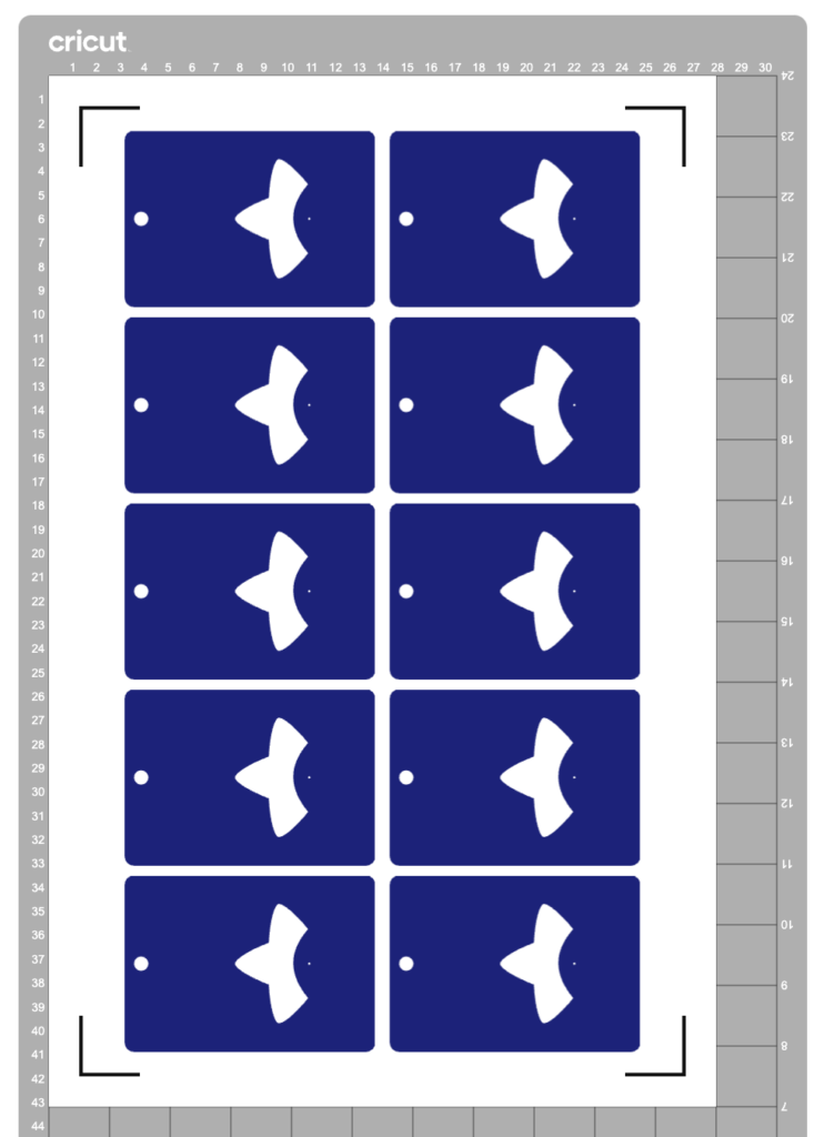 Screenshot of Cricut Design Space, showing a sample mat with registration marks